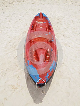 Kayak beach on sand background