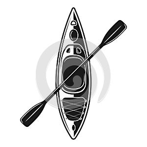 Kayak boat with paddle vector black illustration photo