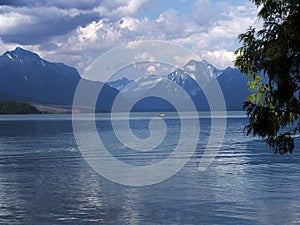 Kayak at Bowman Lake Glacier National Park photo