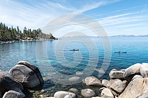 Kayak fishing at lake Tahoe