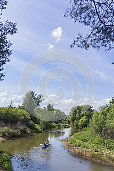 Kayak floats.Kirzhach river in Vladimir region. Russia