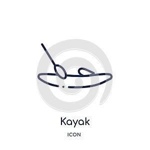 Kayak icon from nautical outline collection. Thin line kayak icon isolated on white background