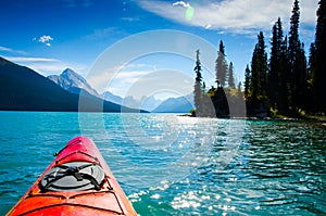 Kayak on lake in Canada