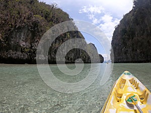 Kayak point of view. Big lagoon. Miniloc island. Bacuit archipelago. El Nido. Palawan. Philippines