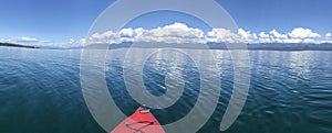 Kayak POV on Flathead Lake panorama fail