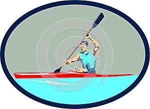 Kayak Racing Canoe Sprint Oval Retro