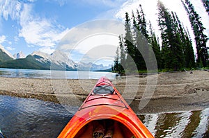 Kayak in rocky mountains