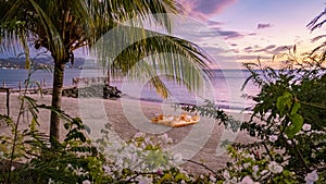 Kayak during sunset on the beach of Saint Lucia Caribbean, St Lucia sunset