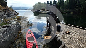 Kayak trip in the Norway, from Leknes to the island of racks