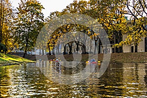 Kayak trip on the river Daugava and the canal around the old cit