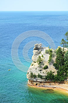 Kayaker Near Miners Castle at Pictured Rocks