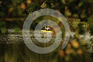 Kayaker paddling Blackstone River