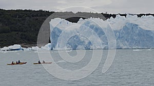 Kayakers Approaching the Majestic Perito Moreno Glacier Slowly