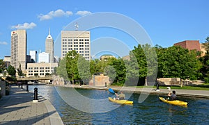 Kayakers in Indianapolis Central Canal