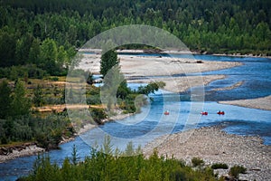 Kayakers on the North Fork of the Flathead River