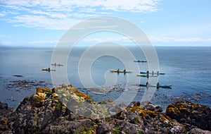 Kayakers in San Juan Islands Strait Washington