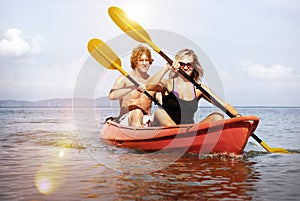 Kayaking Adventure Happiness Recreational Pursuit Couple Concept