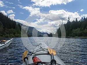 Kayaking on the Buttle Lake in Strathcona Provincial Park on Vancouver Island