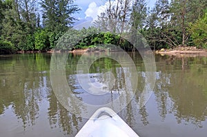 Kayaking Canoeing view from the paddlers seat.