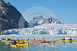 Kayaking Close to Monaco Glacier in Svalbard