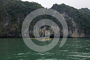 Kayaking in halong bay in Vietnam, Asia