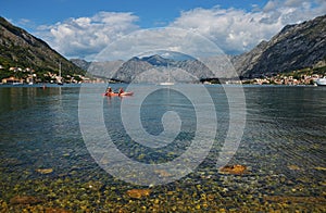 Kayaking in Kotor Bay in Montenegro.