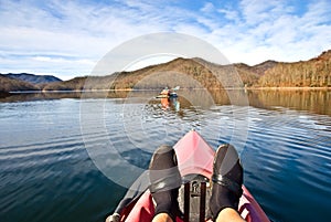 Kayaking on a Lake in Winter