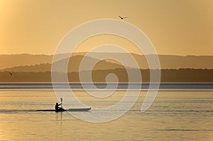 Kayaking on LakeTuggerah at sunset