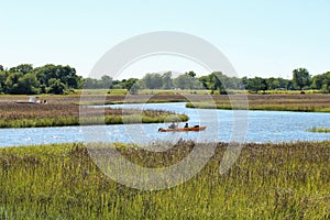 Kayaking in the marsh and wet lands areas of Charleston, South Carolina