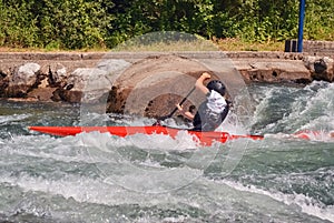 Kayaking rapids and kayaker