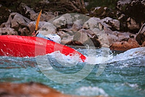 Kayaking on the Soca river, Slovenia