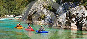 Kayaking on the Soca river, Slovenia