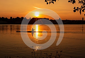 Kayaking at sunset