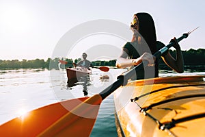 Kayaking together.