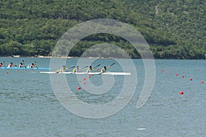 Kayaking water sports four mens competition photo