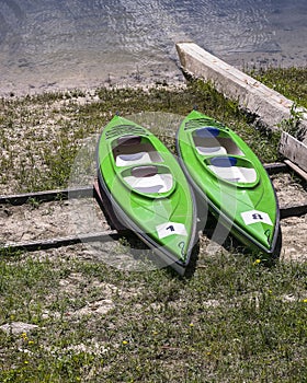 Kayaks on the Bank