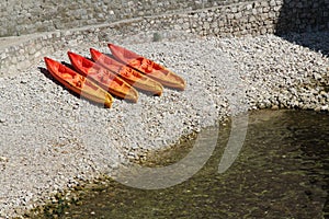 Kayaks on a Beach