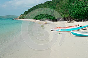 Kayaks on the beach. The beach name Koh Kham at Sattahip city