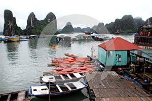 Kayaks in Halong bay, Vietnam