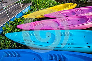 Kayaks in river Colorful