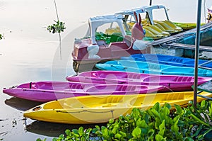 Kayaks in river Colorful