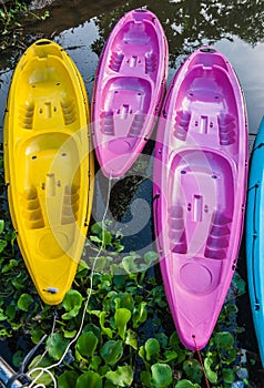 Kayaks in river Colorful