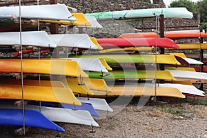 Kayaks in stack