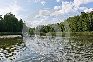 kayking in Mazury, the polish region of lakes, Poland, Europe.