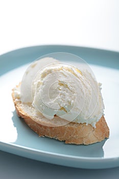 Kaymak on a bread