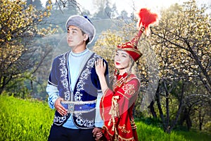 Kazakh couple in ethnic costume