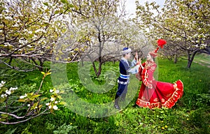 Kazakh couple in traditional costume