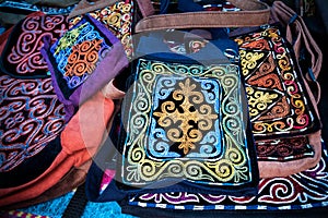 Kazakh ethnic bags in the market