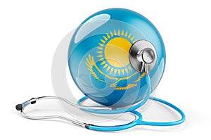 Kazakh flag with stethoscope. Health care in Kazakhstan concept, 3D rendering