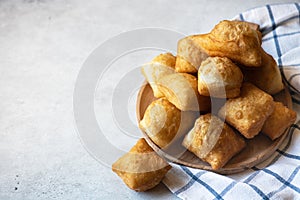 Kazakh national baking - Baursak. Traditional baking, deep fried pieces of yeasty dough